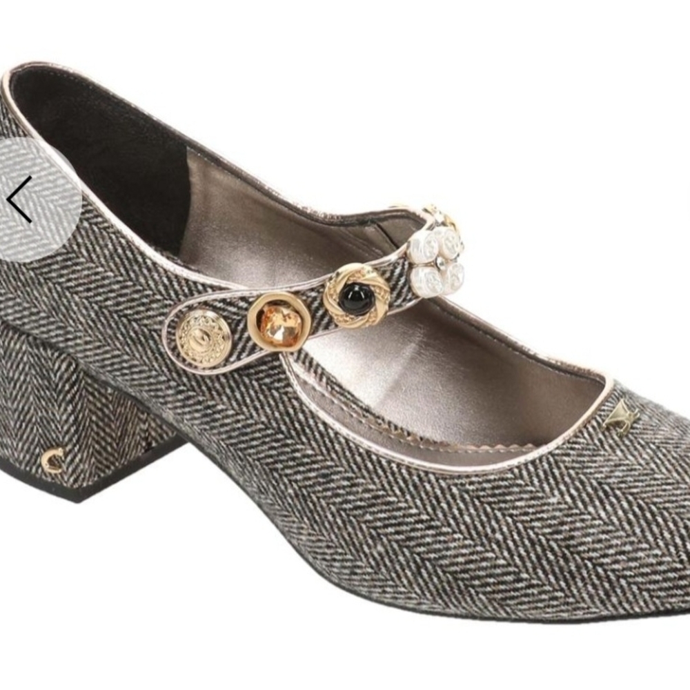 Circus by Sam Edelman Gray Herringbone Mary Jane Block Heels